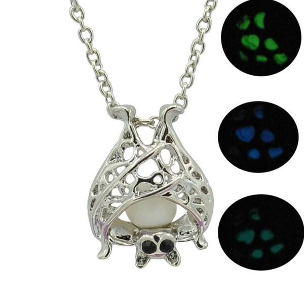 

10pcs silver chain luminous pendant fashion jewelry animal glowing bat necklaces pendants for women gift pendant necklaces