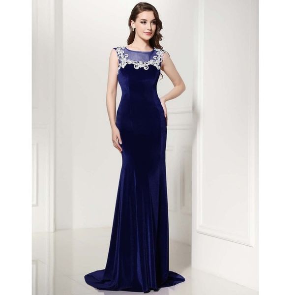 

длинные вечерние платья русалки бархатные платья выпускного вечера аппликации кружева sheer длина шеи длина пола slim fit формальное вечерне, Black;red