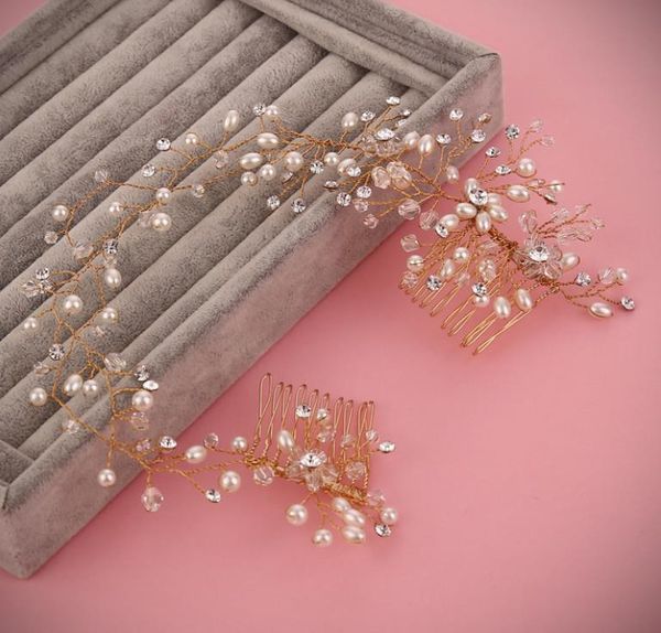 

классический ручной работы оголовье свадьба невеста с фотостудии и макияж свадьба кристалл двойной гребень, Silver