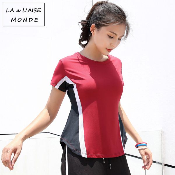 

sport fitness tshirt woman t shirt sports wear for women running shirt gym yoga clothing active wear womens sportswear, White;red