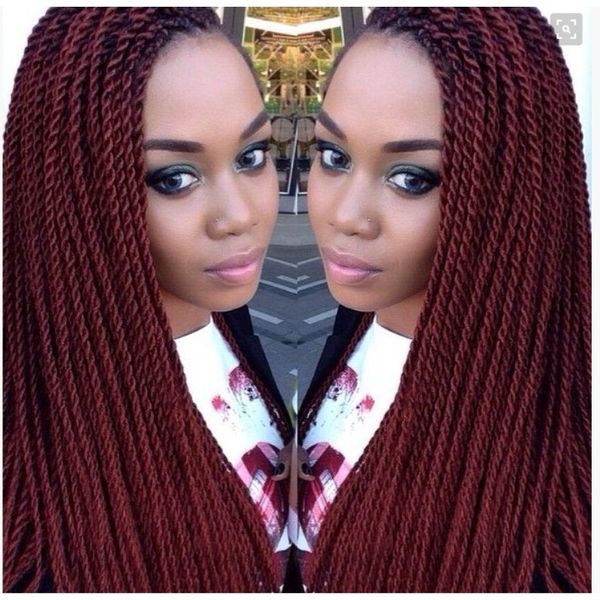 

selling burgundy twist braided lace front wigs full hand tied synthetic frontal wig for african americans, Black