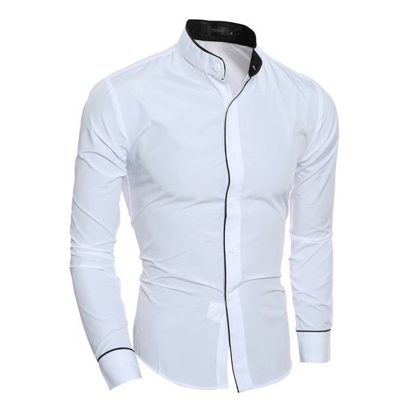 

повседневная мужская рубашка весна new brand fit сплошной цвет рубашки мужской с длинными рукавами повседневная рубашка camisa masculina xxl, White;black