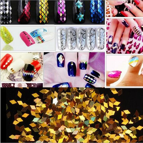 

nail art 12 шт. набор diy блестки для ногтей советы наклейки лазерные блестки с блестками блеск блестки маникюр украшения, Silver;gold