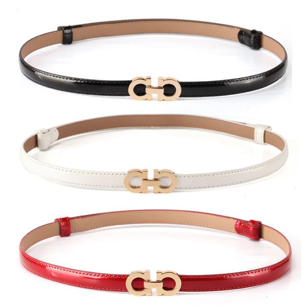 

women's fashion patent leather belt alloy buckle design leather thin belt for women summer dress belts sale, Black;brown