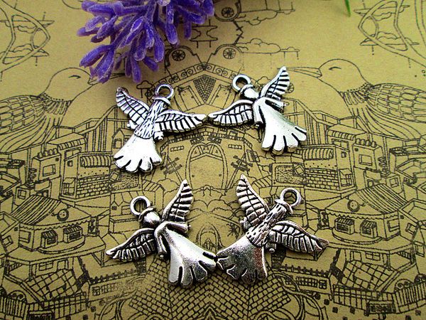 

54pcs 20*20mm antique silver tone angel charms pendant, Bronze;silver