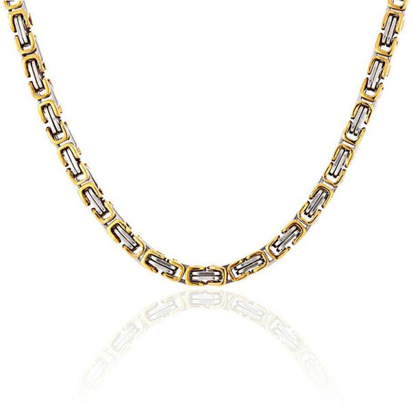 

amgj 4mm-7mm mens necklace chains silver gold byzantine box link stainless steel chain neckalaces for men 22 inch