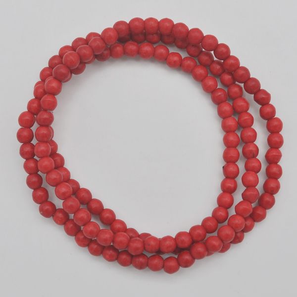 

4mm red howlite stone beads bracelet bangle necklace stretch 22 inch jewelry g744, Black