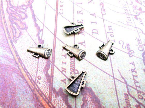 

90pcs--cheerleader megaphone charms, antique bronze megaphone charm pendants 16x10mm, Bronze;silver