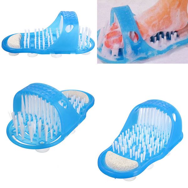 

1pc feet foot scrubber brush massager shower clean blue slippers sandles bathroom shower non-slip mat