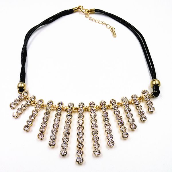 

new choker necklaces cz chokers holiday luxury rhinstone jewelry water drop clavicle,collar mujer, Golden;silver