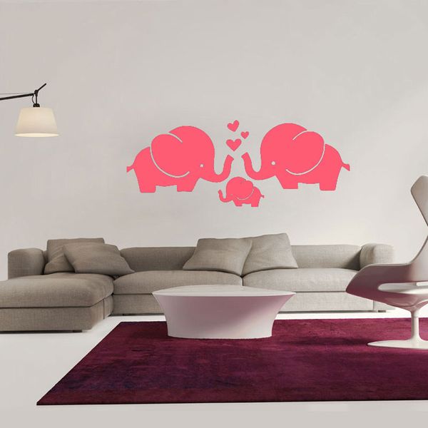 

cute elephant hearts family wall decals for baby home decor kids room wall stickers