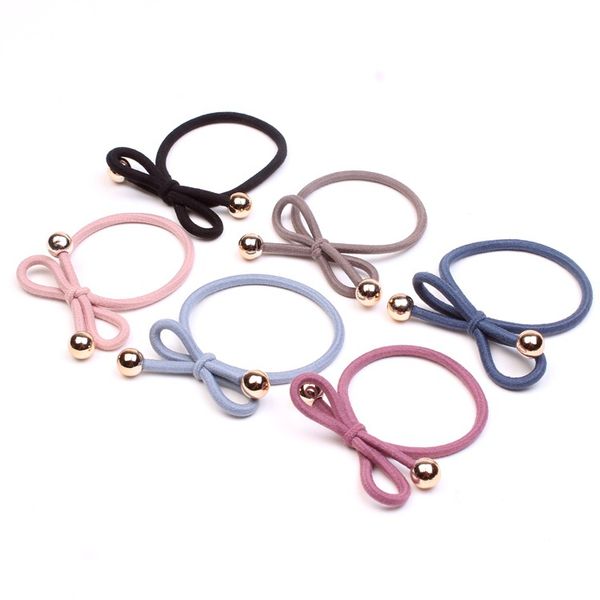 

10pcs/set high elastic hair bands solid pearl stretch hair ties for women girls ponytail holder ropes, Brown