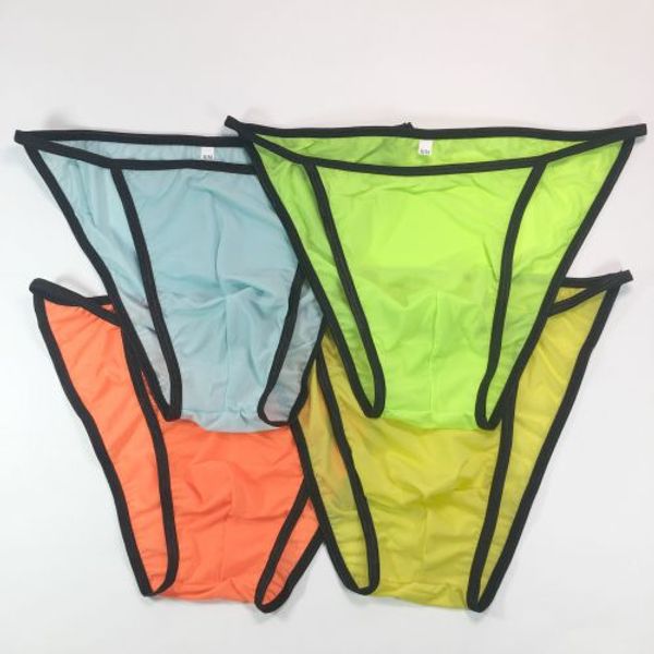 

mens string bikini g3422 colors underwear panties front pouch soft thin smooth, Black;brown