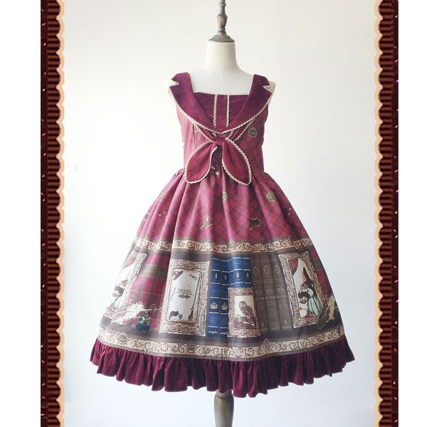 

the magic dictionary ~ sweet printed lolita jsk dress by infanta, Black;red
