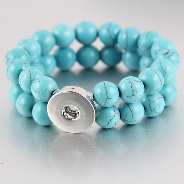 

18mm snap jewelry natural stone beads snap button bracelet handmade beaded bracelets for women men jewelry, Golden;silver
