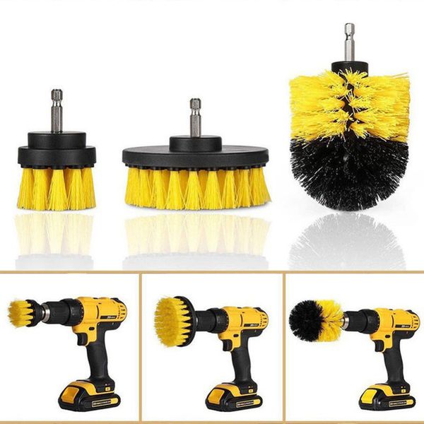 

3pcs/lot electric scrubber brush drill brush clean for bathroom surfaces tub shower tile grout cordless power scrub drill cleaning kit