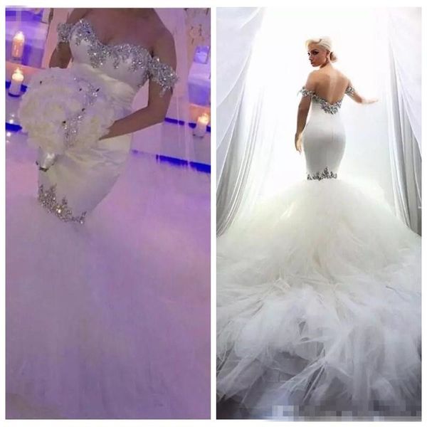 

Свадебные платья Mariee Garden 2018 с открытыми плечами Русалка Свадебные платья Bling Bling Х