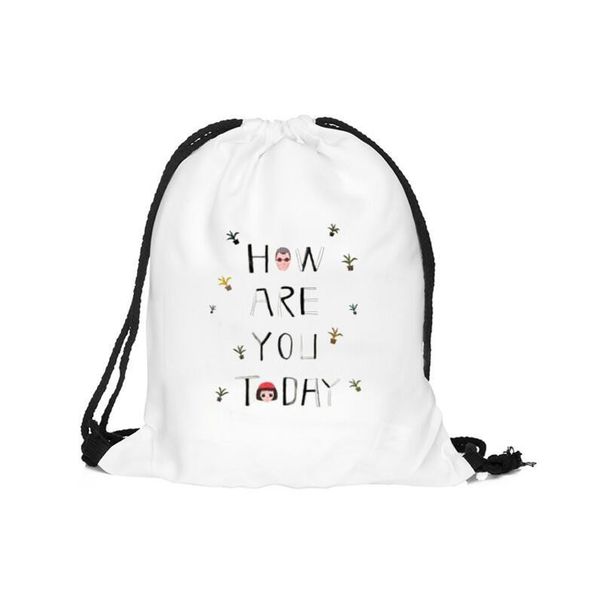 

карманный шнурок сумка унисекс ручная роспись рюкзаки 3d письмо мультфильм характер печати сумки шнурок рюкзак луч карман