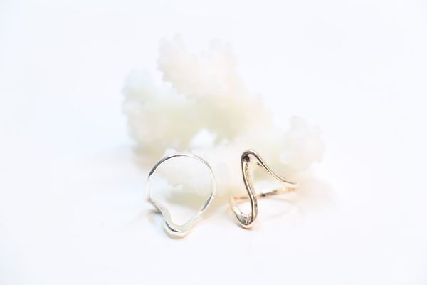 

fashion exclusive rose gold-color ring curve ripple rings for women wholesale and mixed color ing, Silver