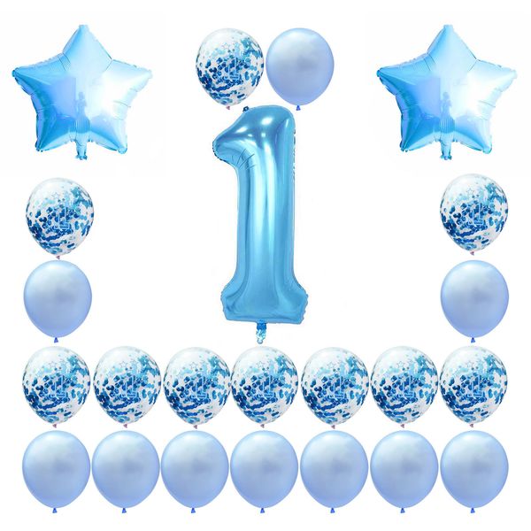 1st Birthday Balloons Set Digital 1 Foil Balloons For Baby Shower