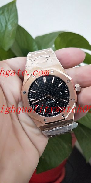 

высокое качество мужские модные наручные часы15400or.oo.1220or.01 41мм черный циферблат механические прозрачные мужские наручные часы, Slivery;brown