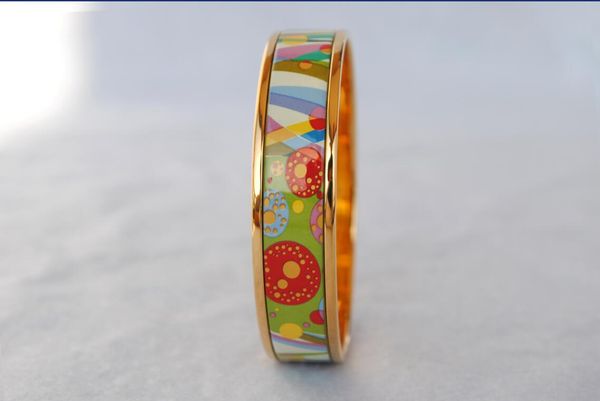 

classic 18k gold-plated flower of love series enamel bangle bracelet for woman bracelets bangles width 15 mm wedding jewelry, Golden;silver