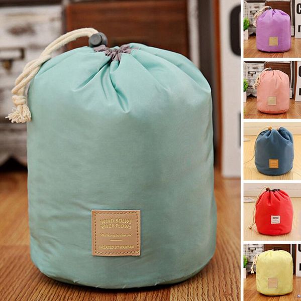 

makeup bag pencil case barrel shaped women cosmetic bag waterproof travel bags ladies organizer pouch drawstring bag 6 colors ooa4089