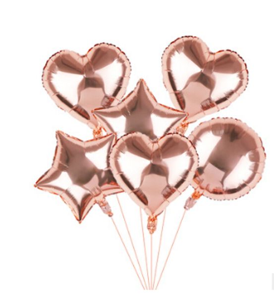 

rose gold aluminum foil balloon heart-shaped round star aluminum film balloon for birthday party & wedding party decoration 18 inch