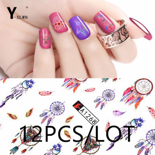 

y-xlwn nail sticker nail watermark sticker japanese and korean applique 12 sticky stickers, Black