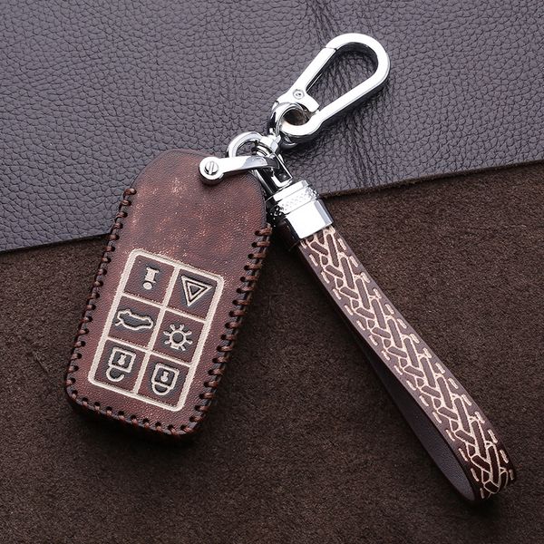 

car genuine leather key ring holder cover wallet for xc90 xc60 c30 c70 s40 s60l s70 s80l v40 v50 v70 smart key accessories