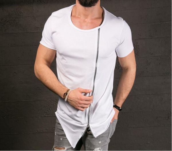 

Men Zippers Tshirts Summer Shorts Sleeved O-neck Casual Loose Tops Fashion Tees Men Clothing