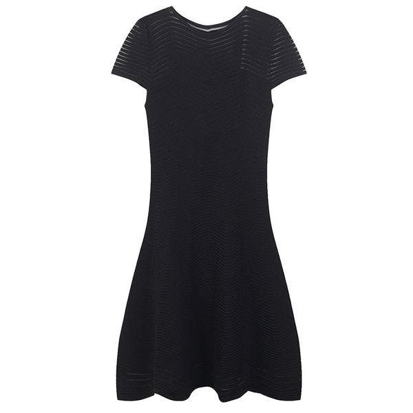 

sruilee design see-through dress lolita 2018 new summer dress short sleeve pullover women slim elegant vestido runway, White;black