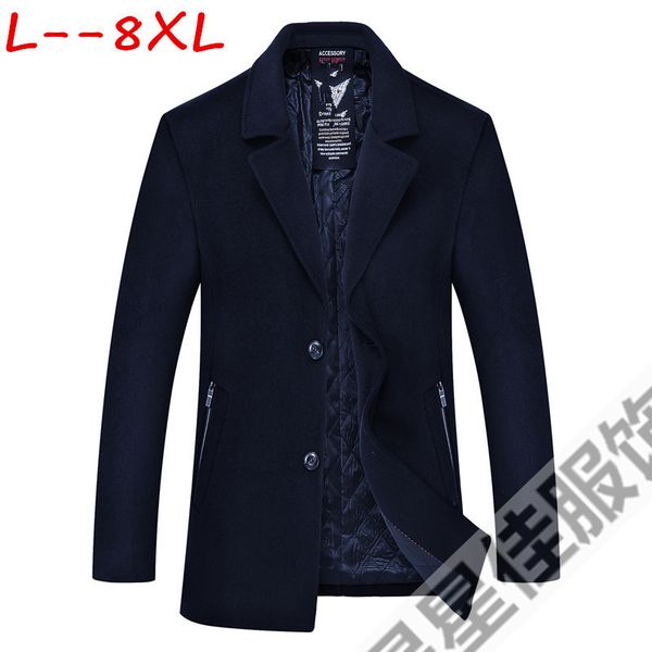 

10xl 8xl 6xl 2018 winter men's thicken trench coat muffler detachable jacket men's casual windbreaker woolen coats men overcoat, Black