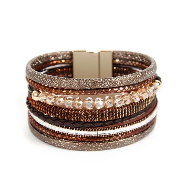 

whole saleornapeadia harajuku style accessories jewelry women's bohemia quartz multiple layers leather bracelet wholesale, Black