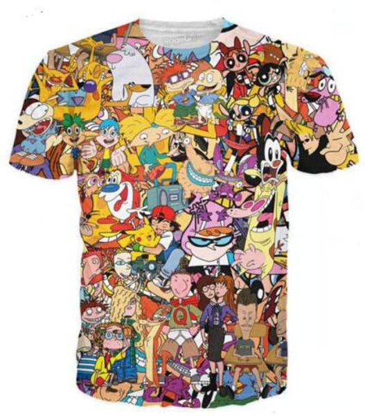 

Новая мода пары Мужчины / Женщины унисекс 90-х мультфильм смешные 3D печати нет крыш