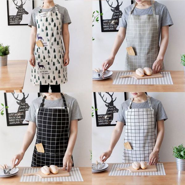 

apron big pocket design cotton linen apron fresh korean