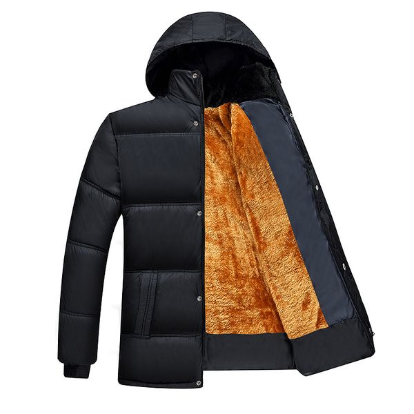 

new winter thick warm cotton male jacket men parka faux fur hood hooded casual wadded outerwear fashion padded quilted coat, Black;brown