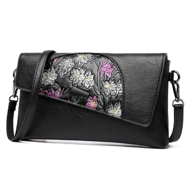 

bxjzhtlrzk women handbag fashion style female painted shoulder bags flower pattern messenger bags leather casual evening bag