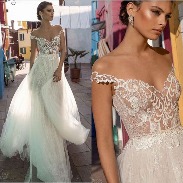 

гали karten 2018 boho свадебные платья sheer sexy с плеча кружева аппликация бисер свадебные платья vestido де novia, White