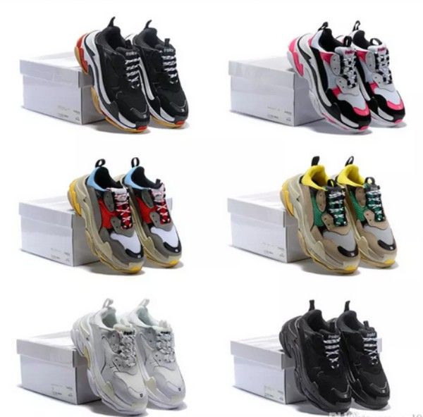 

With box 17fw triple pari de igner luxury ca ual running hoe for gum men women triple dad black white red neaker 36 45