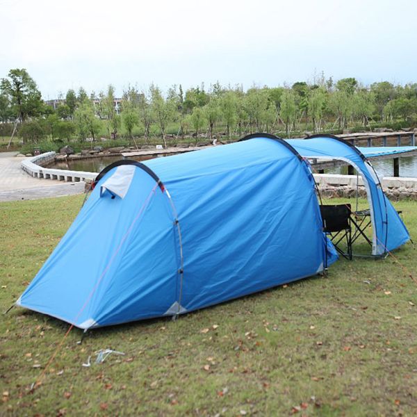 

starhome 3 person camping tunnel tent outdoor waterproof travelling beach tent blue green one room&one hall family