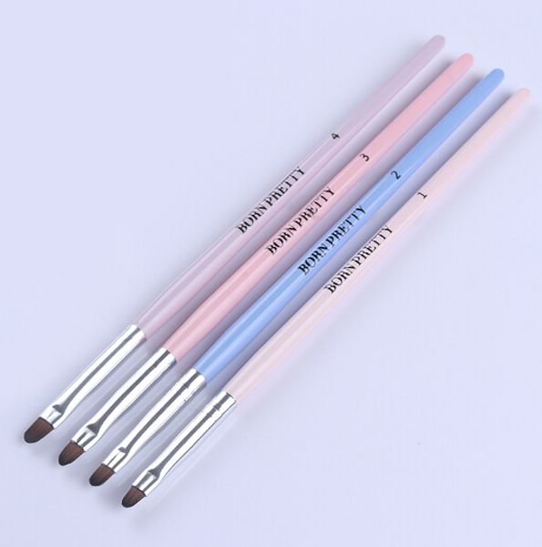 

nail cleaning brush uv gel dust cuticle clean pink blue handle round pen manicure nail art tool, Yellow