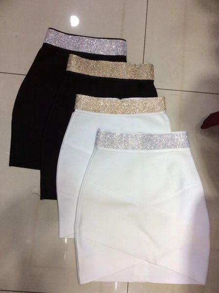 

skirts 4 colors women shiny black white bandage skirt 2021 knied bodycon pencil