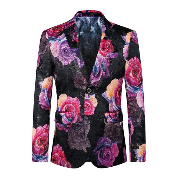 

men clothing autumn men slim male suits casual digital flower printed 180, White;black