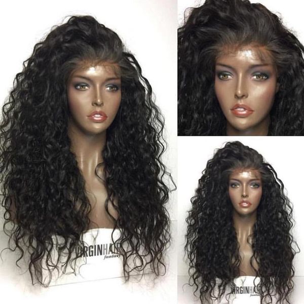 

130% glueless pre щипковых lace передние парики волос curly парик человеческого перуанский человеческих волос с волосами младенца, Black;brown