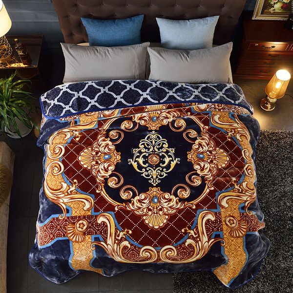 

Luxury european retro court tyle print padded blanket oft and comfortable chri tma gift blanket