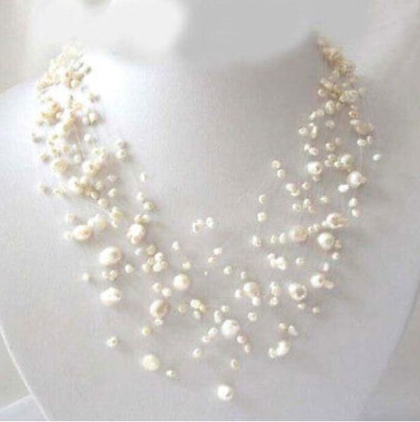 

>>>>17inch noblest white baroque freshwater pearls necklace, Silver