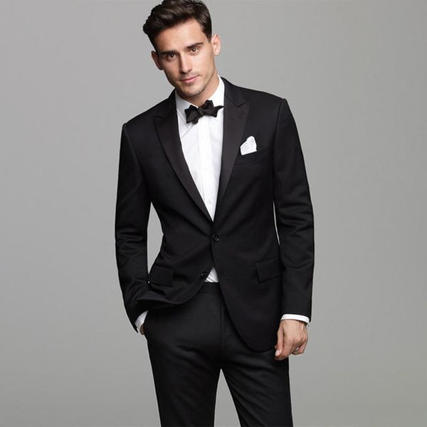 

peaked lapel custom made black men suits wedding suits for men slim fit groom tuxedo groomsmen suits man blazers jacket 2 piece pants, Black;gray