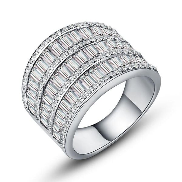 

victoria wieck luxury jewelry wide ring for women 925 sterling silver &white gold plated princess white z cz diamond party wedding rings, Slivery;golden