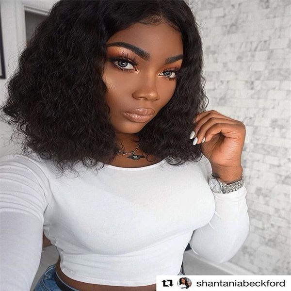 130 Density Indian Remy Short Full Lace Human Hair Curly Bob Wig